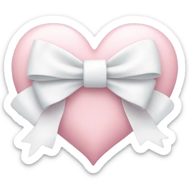 Pastel pink heart with white bow sticker