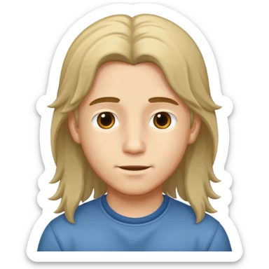 An emoji of a soft boy with long hair and pink background. sticker