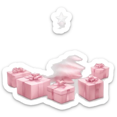 Light pink Christmas gifts under a white Christmas tree  sticker