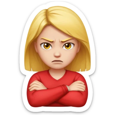 angry face girl emoji with arms crossed over each other in front  sticker