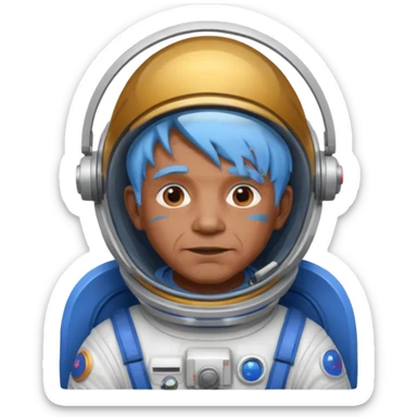 old man, brown skin astronaut with blue hair sticker
