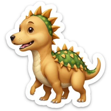 een killer golden retriever in een dino kostuum dat een chihuahua in een dino pak vermoordt sticker
