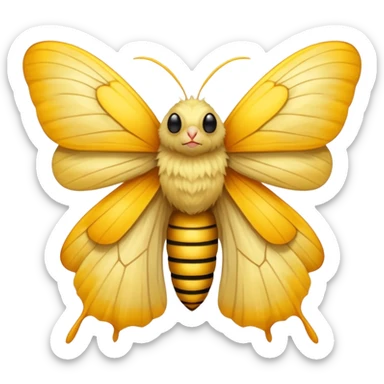 a yellow moth with donald trump’s face sticker