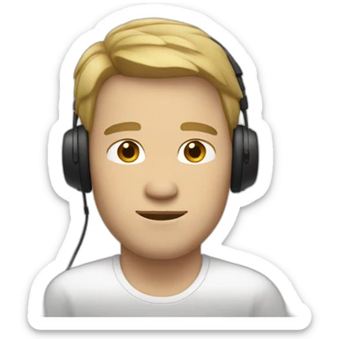 WHITE MAN WITH DARK BLONDE LOW HAIR, RELAXED FACE, CLOSED EYES AND A BLACK HEADPHONE sticker