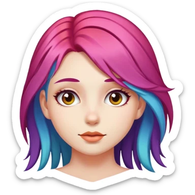 multicolored hair girl portrait sticker