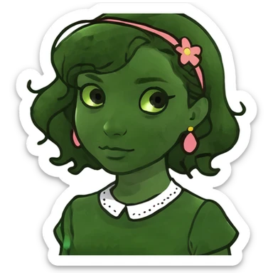 brown wavy hair white girl brown eyes cute  sticker