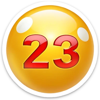 golden billiard ball with the number 23 in a glowing neon style sticker