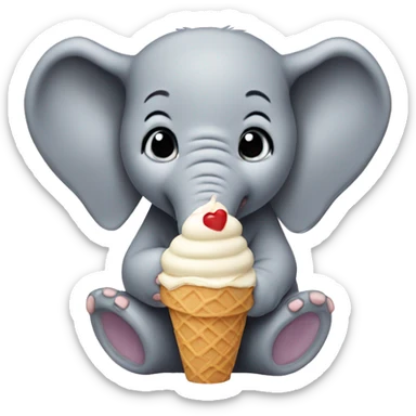 Baby elephant eating ice cream sticker