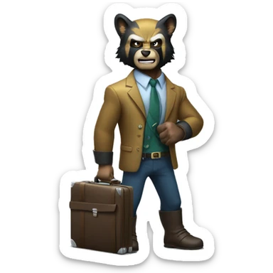 Wolverine with a briefcase and a stack of banknotes in his claws sticker