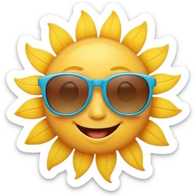 bright sun with sunglasses, cheerful summer vibe sticker