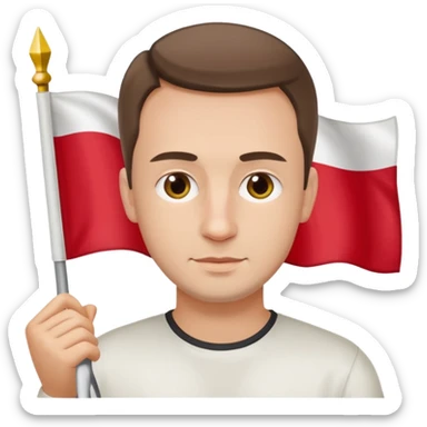 realistick polish man with poland flag sticker