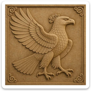 Eagle of Cyrus the Great, soaring, inspired by Achaemenid art, elegant and strong sticker