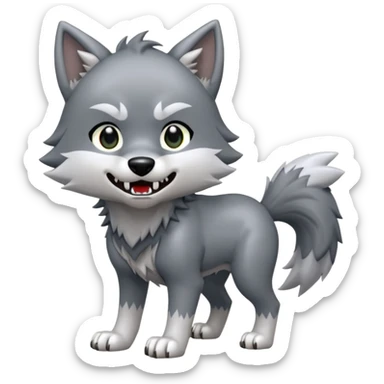 Toony Chibi Cool Edgy Ginga Nagareboshi Gin/Silver Fang the wolf (full body) (feral) (4 legs) (canine) sticker