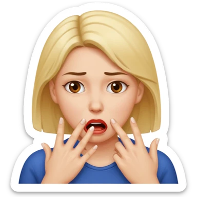 Woman biting her fingers sticker