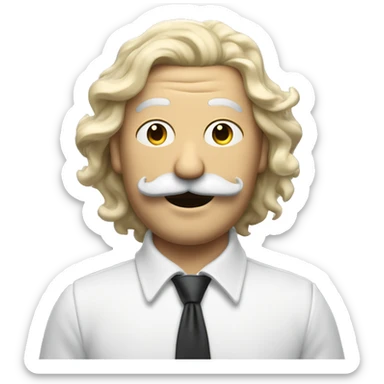 Un ciel homme aux cheveux blancs et a moustache, qui rit en faisant une grimace sticker