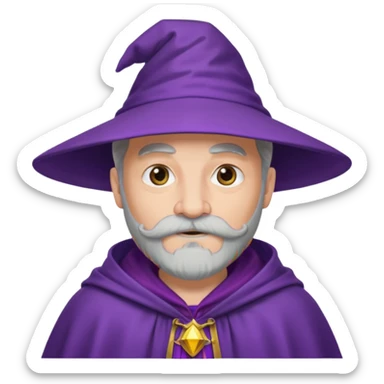 wizard with mustache, purple cloack sticker