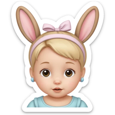 bunny ear accessory wearing baby bun hair sticker