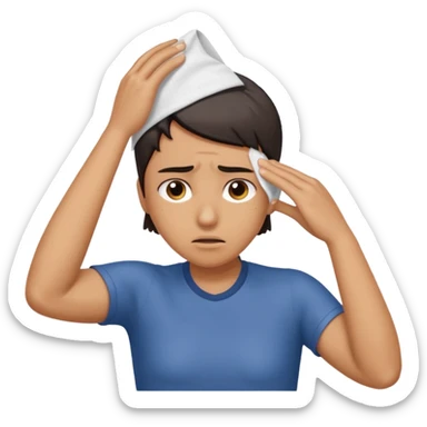 Wiping sweat off forehead sticker
