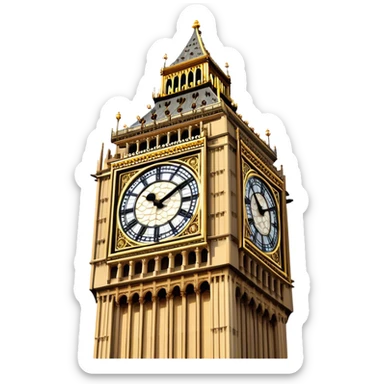 Cinematic Realistic Big Ben Landmark Emoji, showcasing the historic clock tower in exquisite detail rendered with dynamic lighting and rich textures that highlight its timeless grandeur. sticker