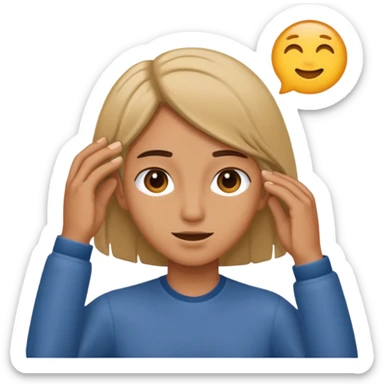 Person tucking hair behind ear sticker