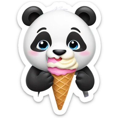 Panda eating ice cream sticker