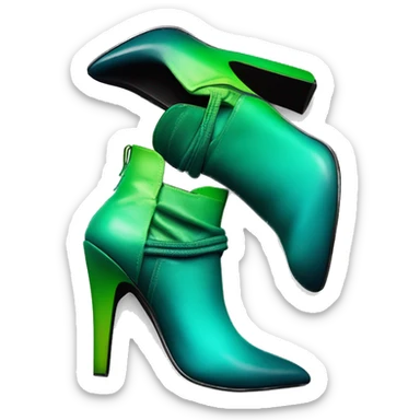 Realistic isolated top view of a pair of dark teal,lime green,mint green and emerald green ombre high heel ankle boots. sticker