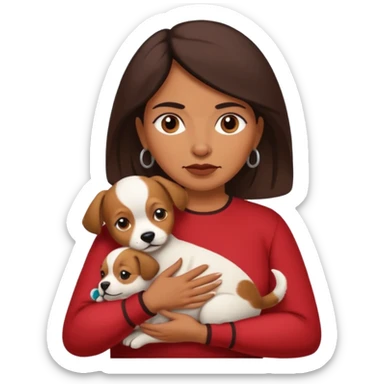 middle age mexican woman with puppy showing passion - strong and barely controllable emotion sticker