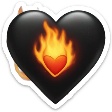 Black heart on fire sticker