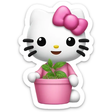 Hello kitty holding Pink herb nug sticker