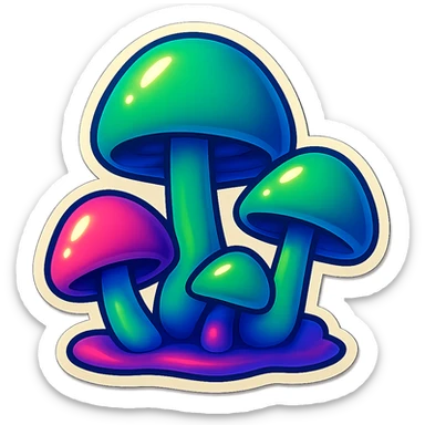 alien mushrooms. make a bunch of mushroom patches like the attached sticker