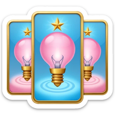 Three Oracle cards light blue and pink colors sticker