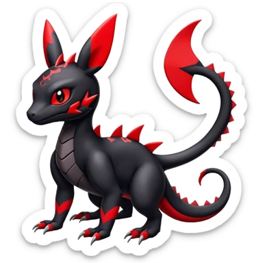Cute Guilmon-Salandit-Umbreon-Fakémon-hybrid-creature (full body)  sticker
