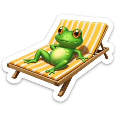 Frog tanning next to pool sticker