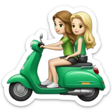 2 white girls on a green scooter sticker