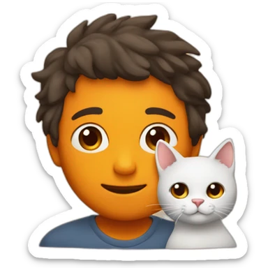 Chico en forma con un gatito naranja sticker