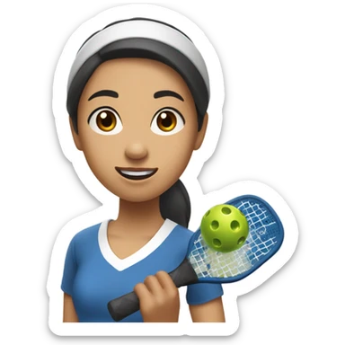 Asian girl is playing pickleball sticker