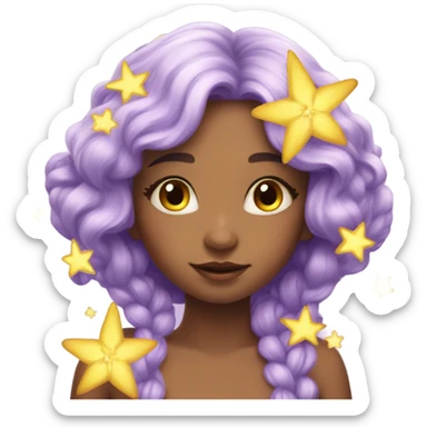 Magic, beautiful fairy, lilac, yellow, flower, little stars on hair sticker