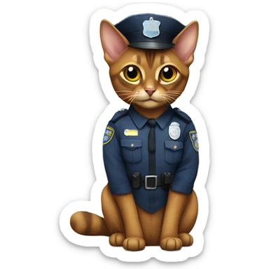Abyssinian cat in a police suit sticker