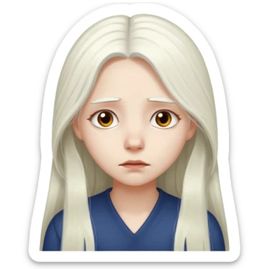 Pale girl with long white hair sad sticker