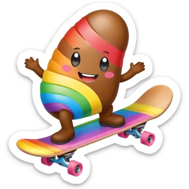 rainbow kawaii Poop skateboarding  sticker
