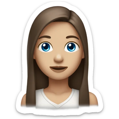 a girl with long lush straight brown hair and blue eyes  sticker