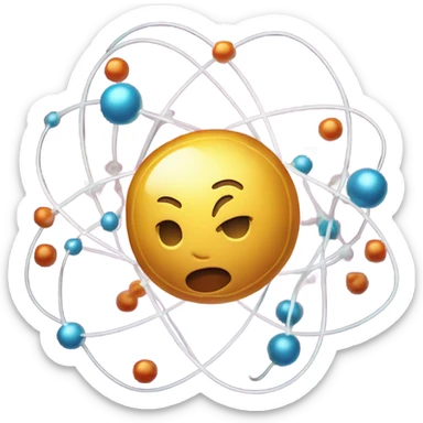 an atom with a human brain in the core sticker