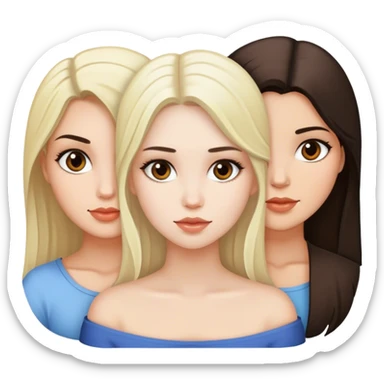 Trio of friends, girls, white skin,  two brunette and one blonde   sticker