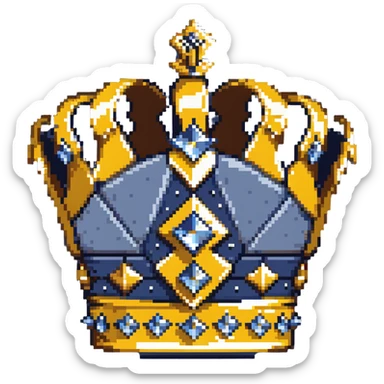 A navy blue king's crown with diamond gems and gold accents sticker