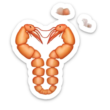 shrimp heart adorned with shrimp garland  sticker
