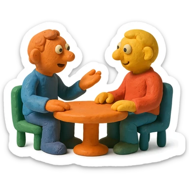a bit of a chat, claymation style sticker