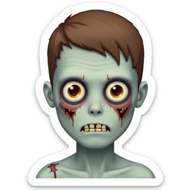 Zoombie biy with Brown hair sticker