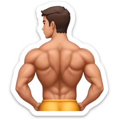 A person with big back sticker