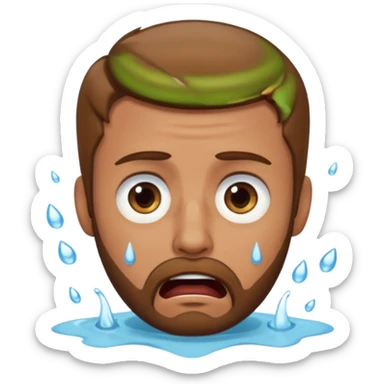 A man with light brown hair and a short brown beard making a wah cry face sticker