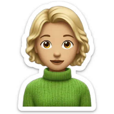 The girl in a green sweater that is shi sticker